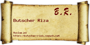 Butscher Riza névjegykártya